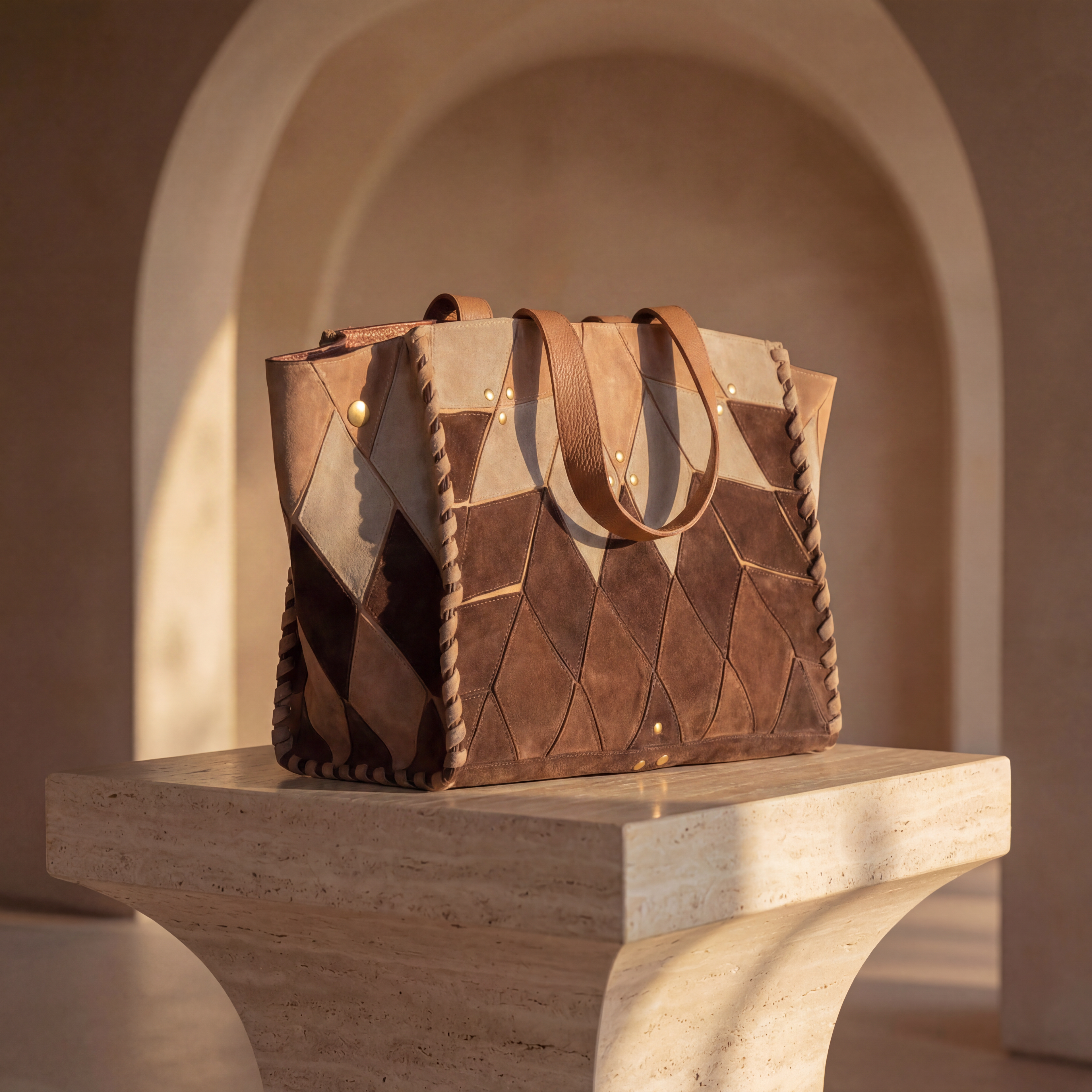 Atlas Brown – Patchwork Tote