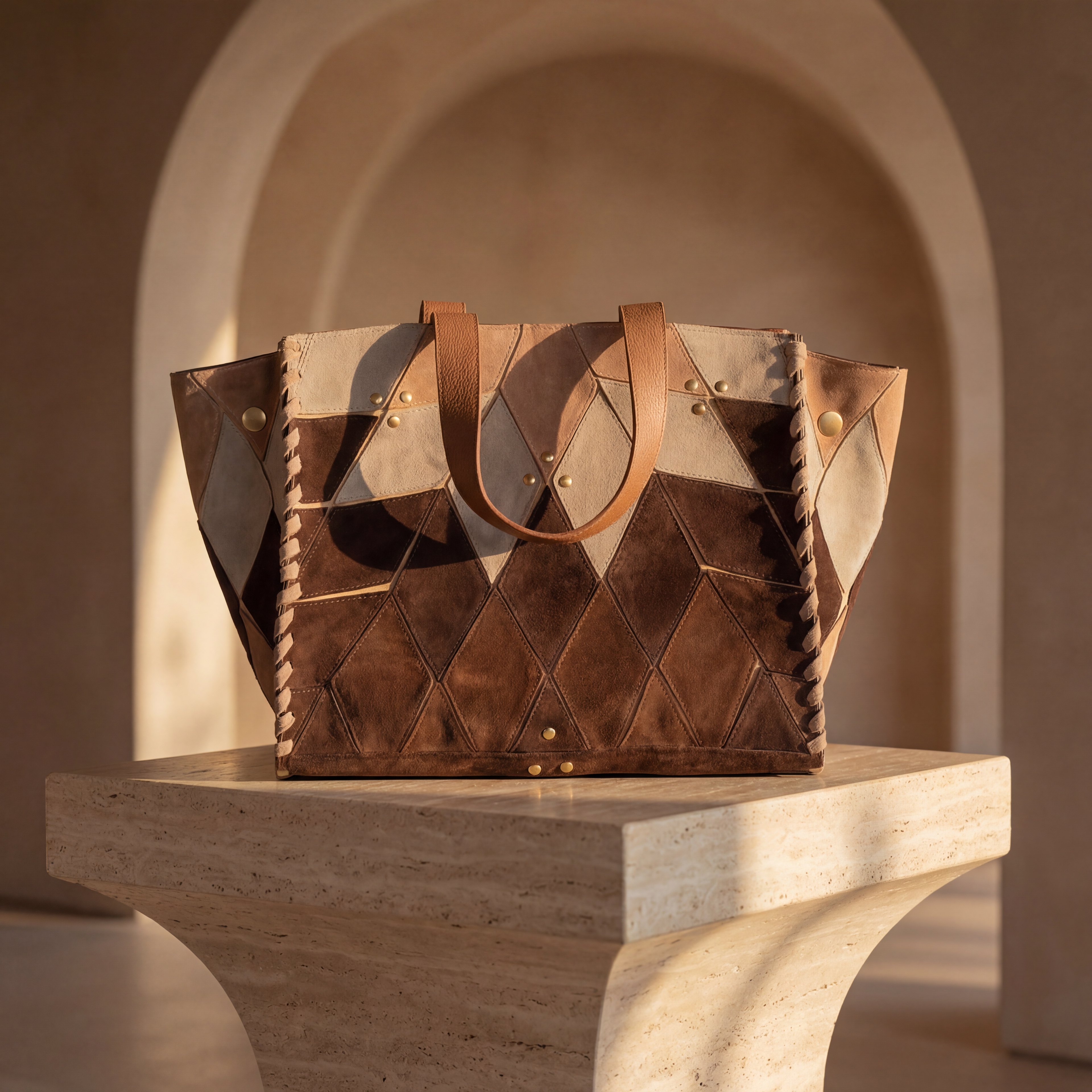 Atlas Brown – Patchwork Tote