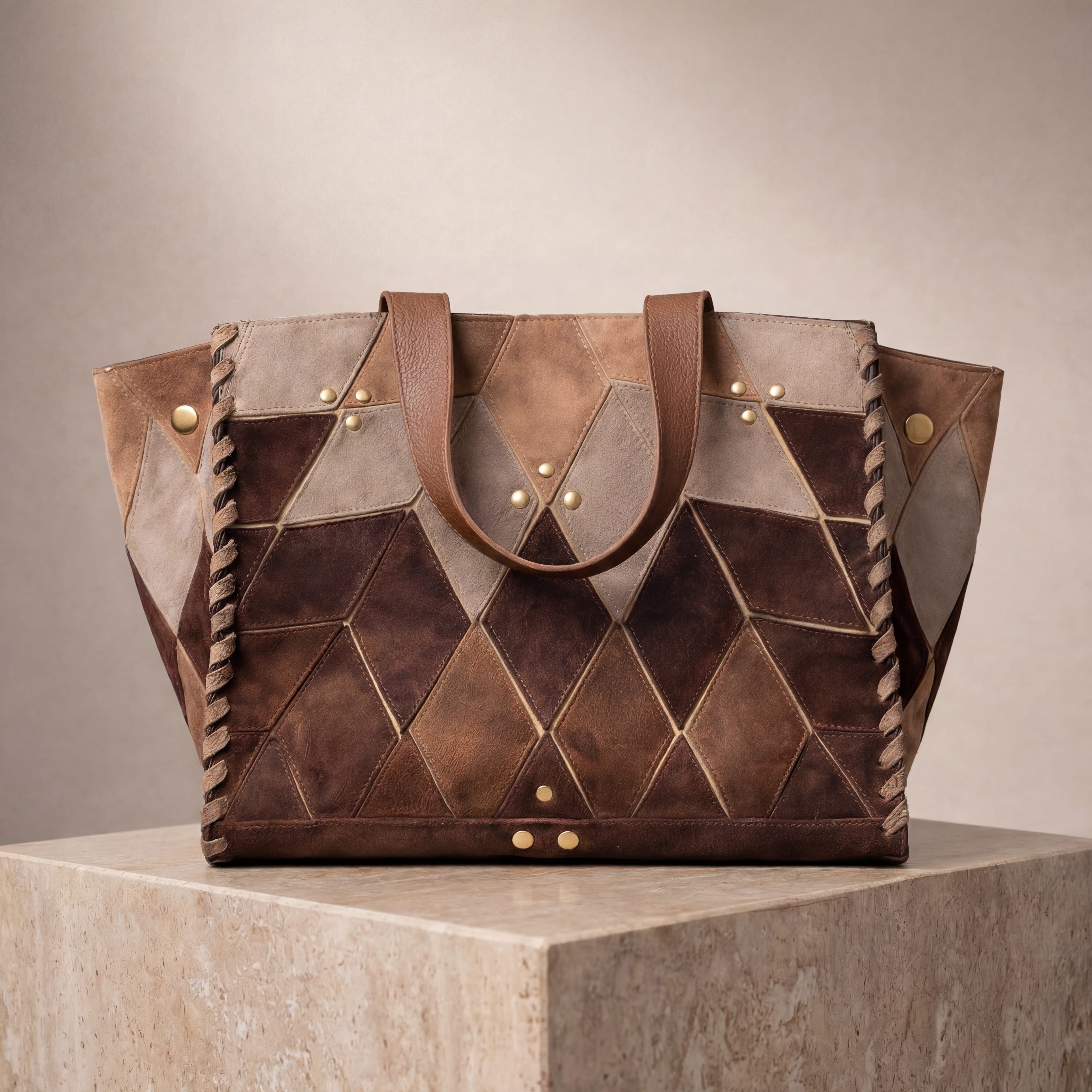 Atlas Brown – Patchwork Tote